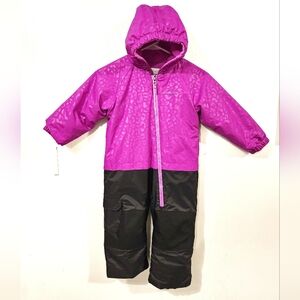 Columbia Toddler Girl Snowsuit 3T Purple Black One Piece Fleece Lined